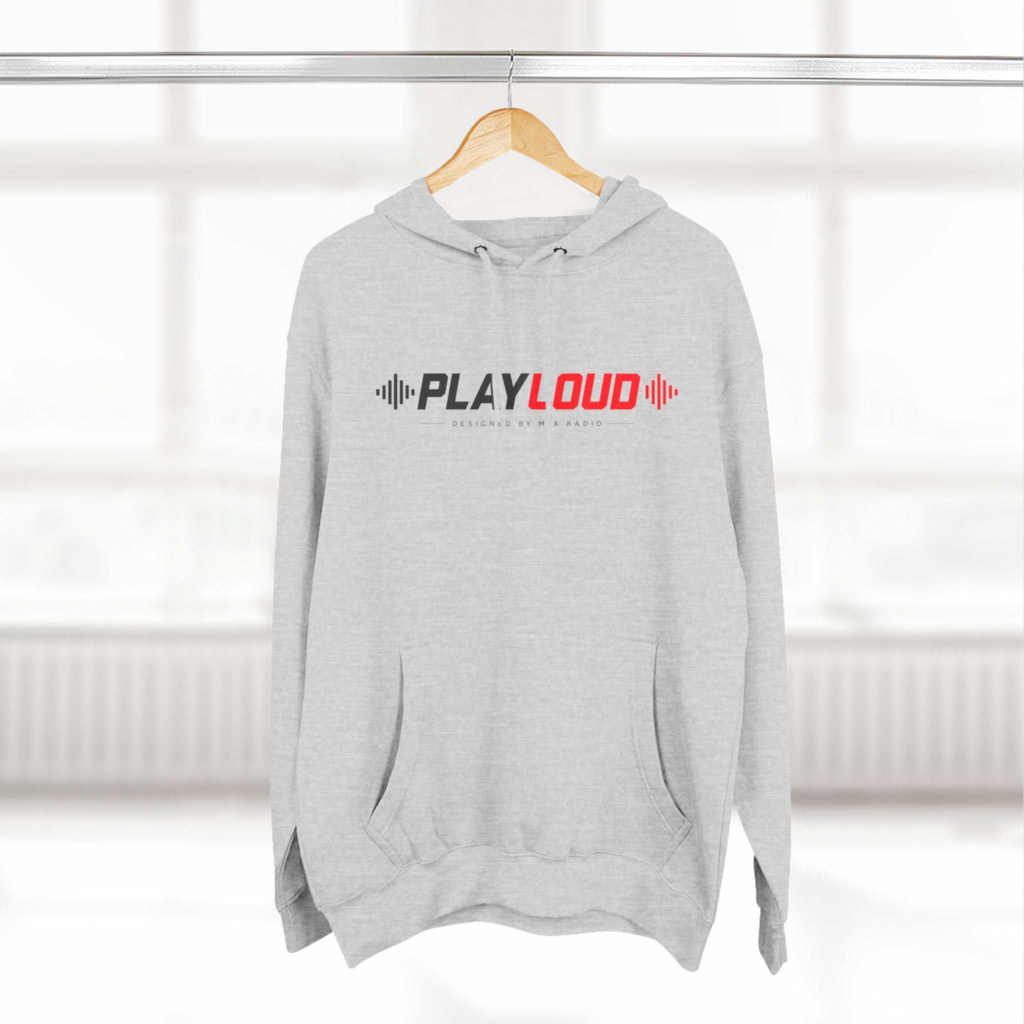 Play Loud Hoodie — Music Graphic Pullover with Soundwave Design