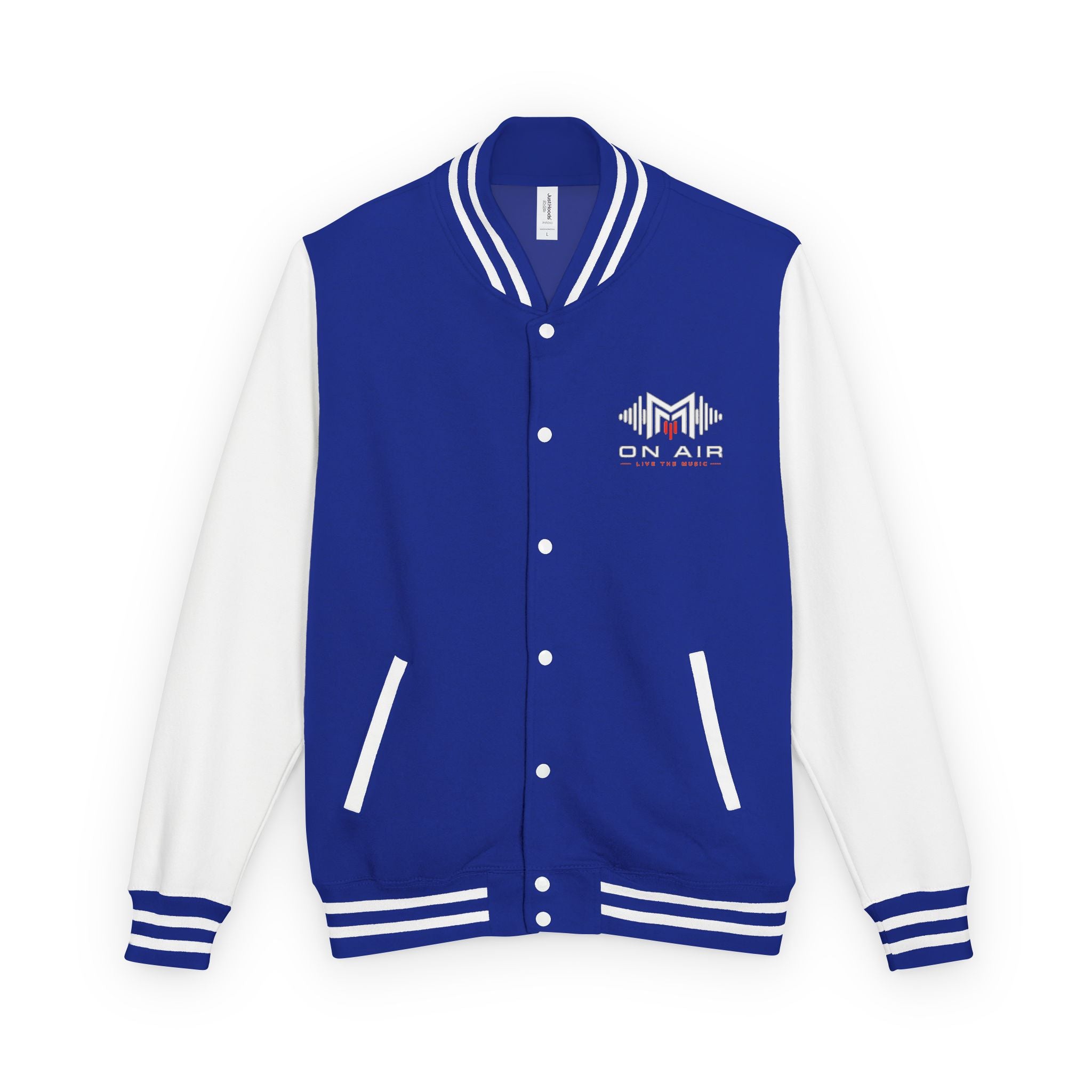 Letterman Jacket — Retro "On Air" Radio Varsity Jacket (Red & White)