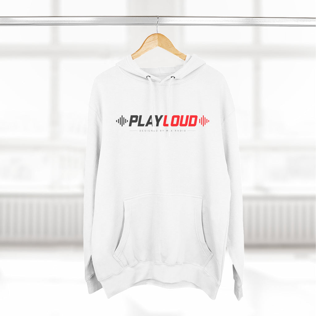 Play Loud Hoodie — Music Graphic Pullover with Soundwave Design