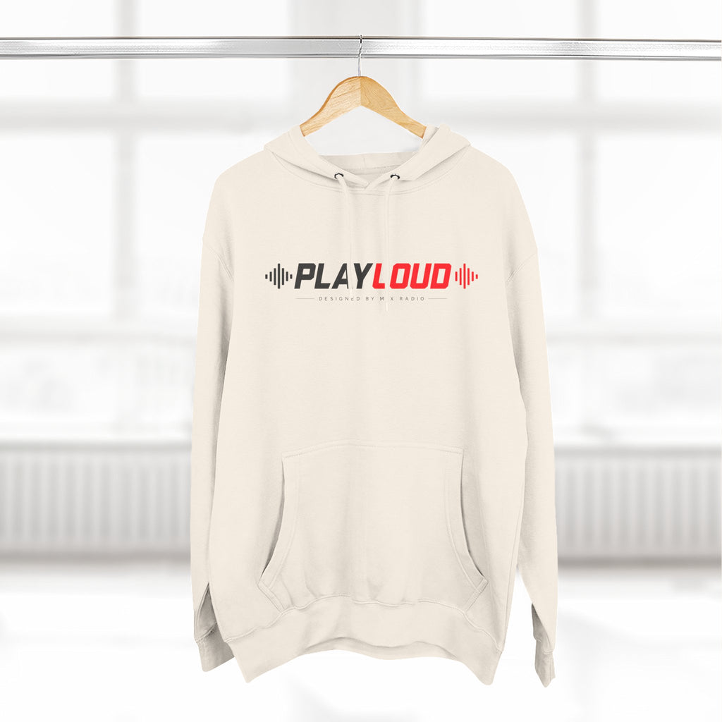 Play Loud Hoodie — Music Graphic Pullover with Soundwave Design