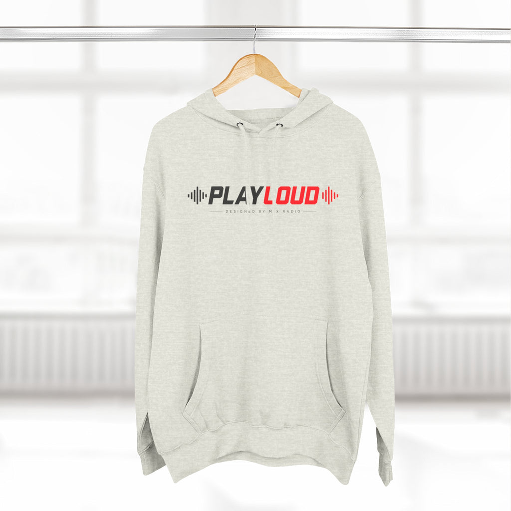 Play Loud Hoodie — Music Graphic Pullover with Soundwave Design