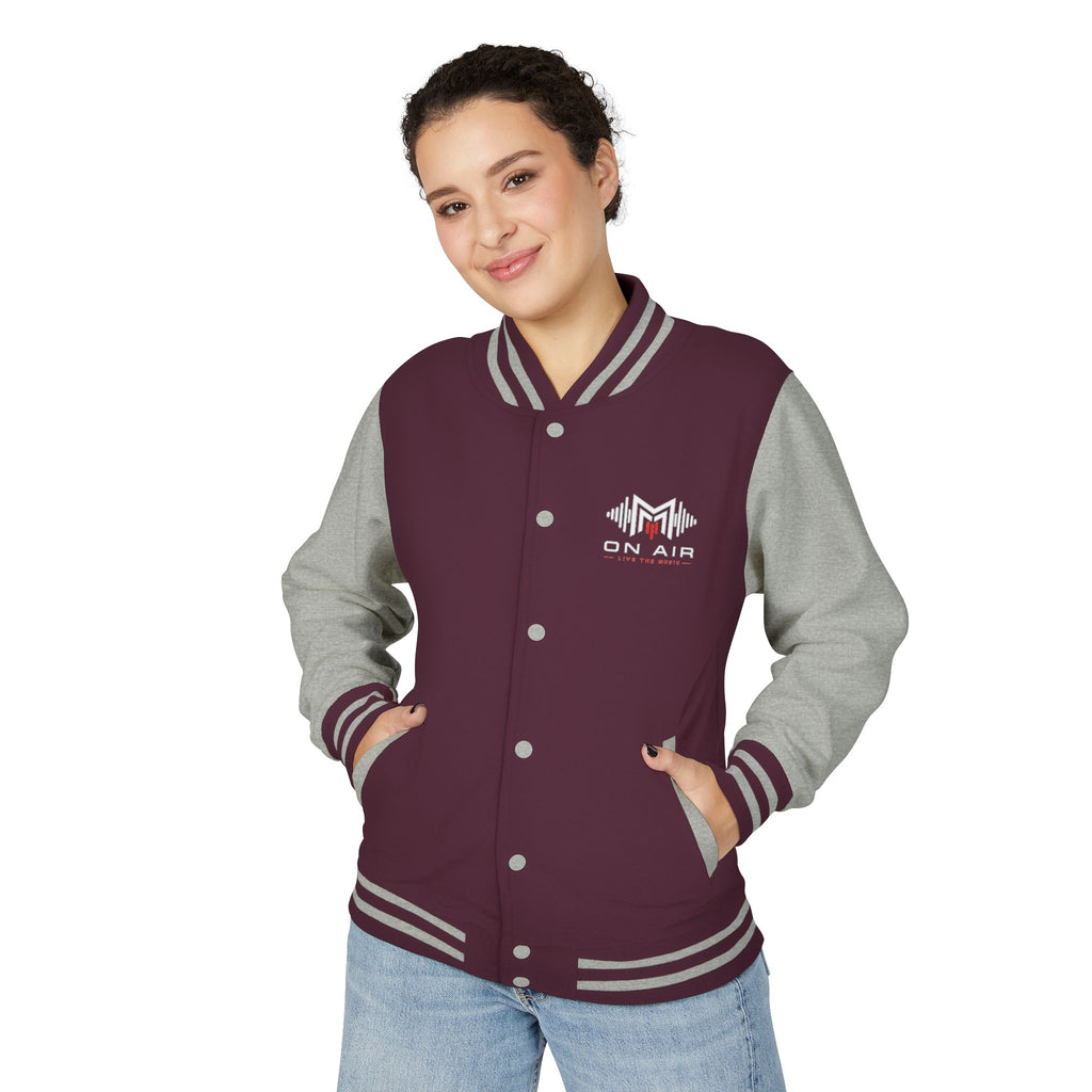 Letterman Jacket — Retro "On Air" Radio Varsity Jacket (Red & White)