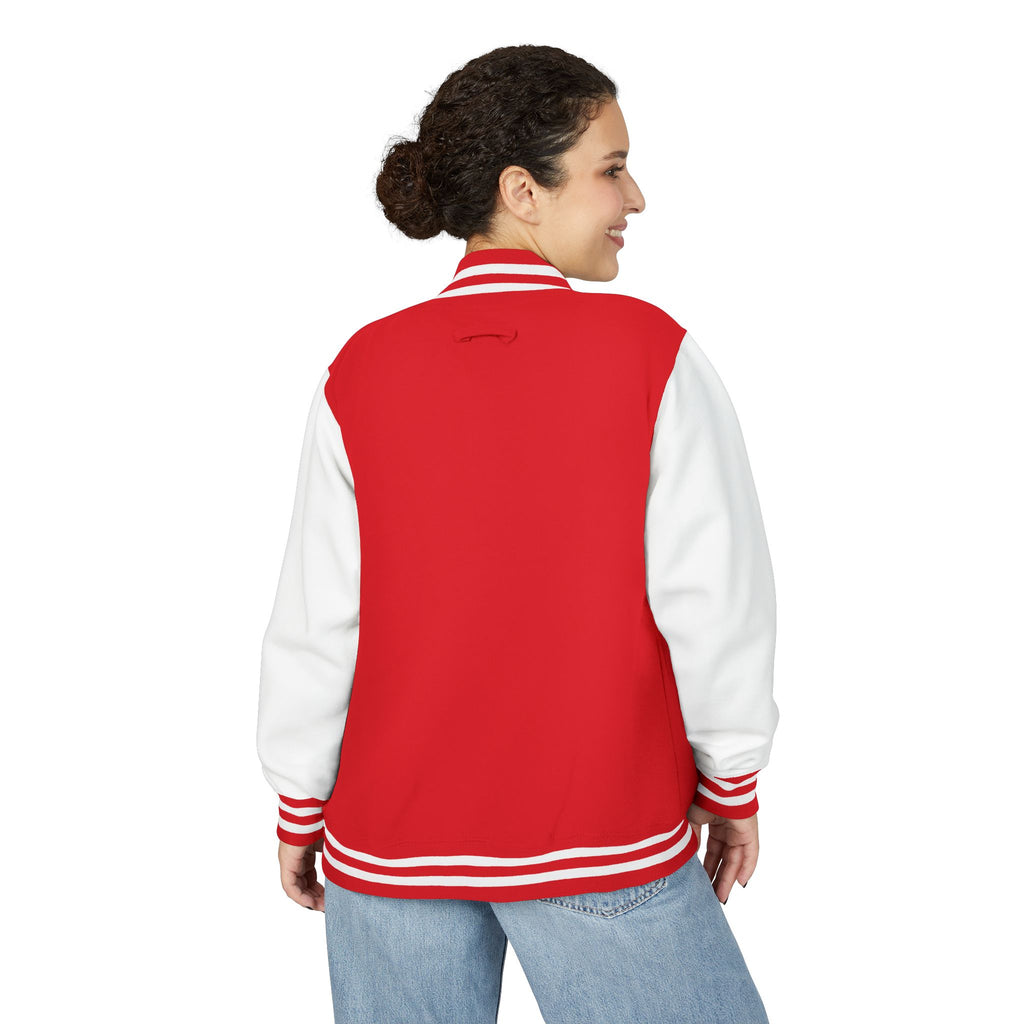 Letterman Jacket — Retro "On Air" Radio Varsity Jacket (Red & White)