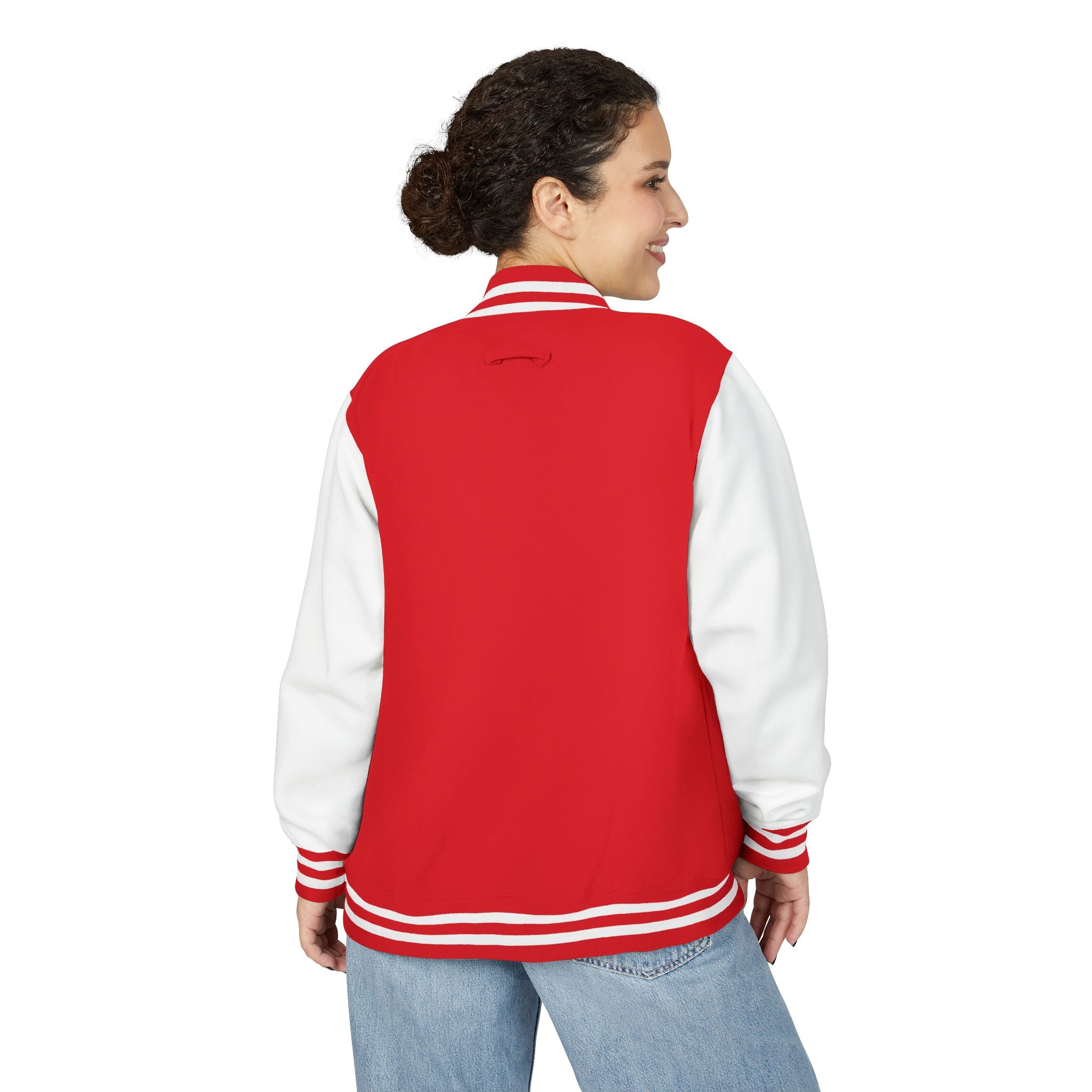 Letterman Jacket — Retro "On Air" Radio Varsity Jacket (Red & White)