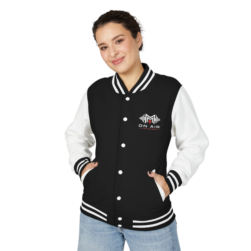 Letterman Jacket — Retro "On Air" Radio Varsity Jacket (Red & White)