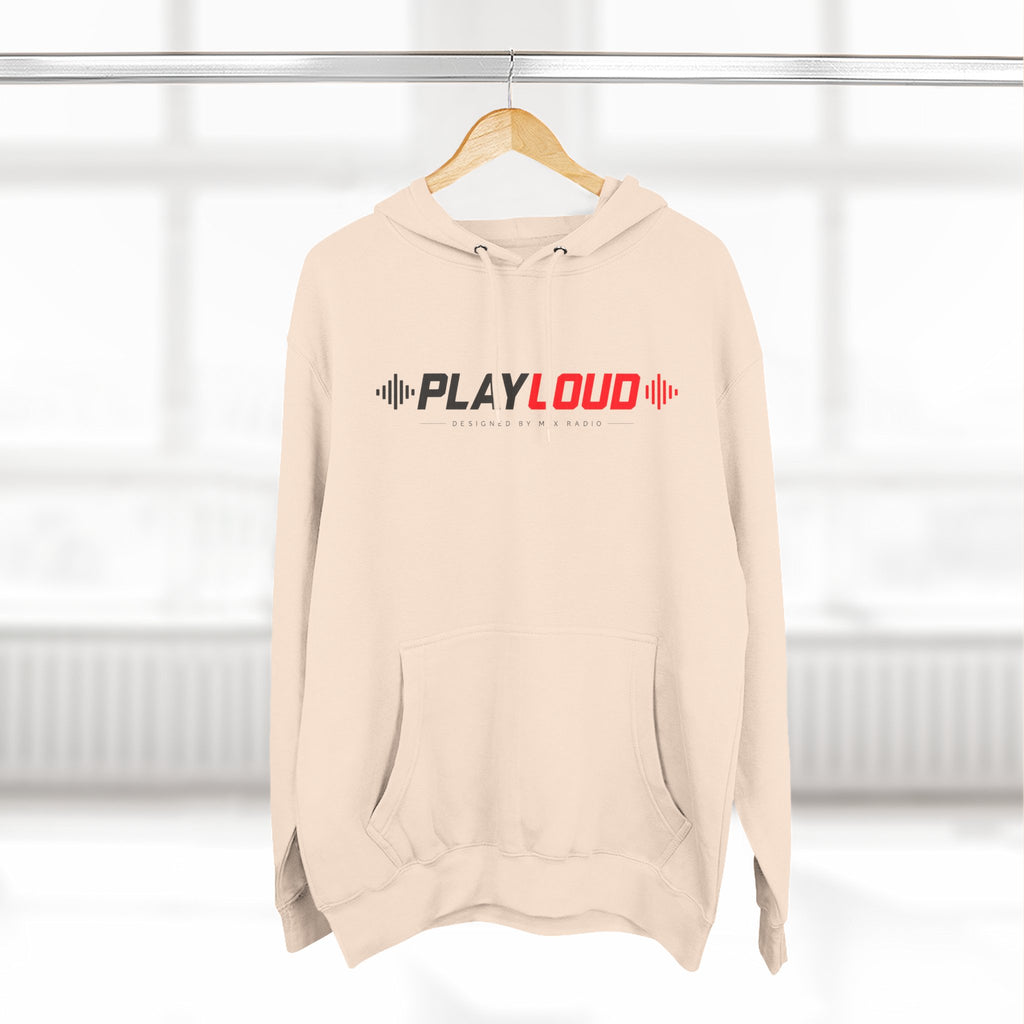 Play Loud Hoodie — Music Graphic Pullover with Soundwave Design