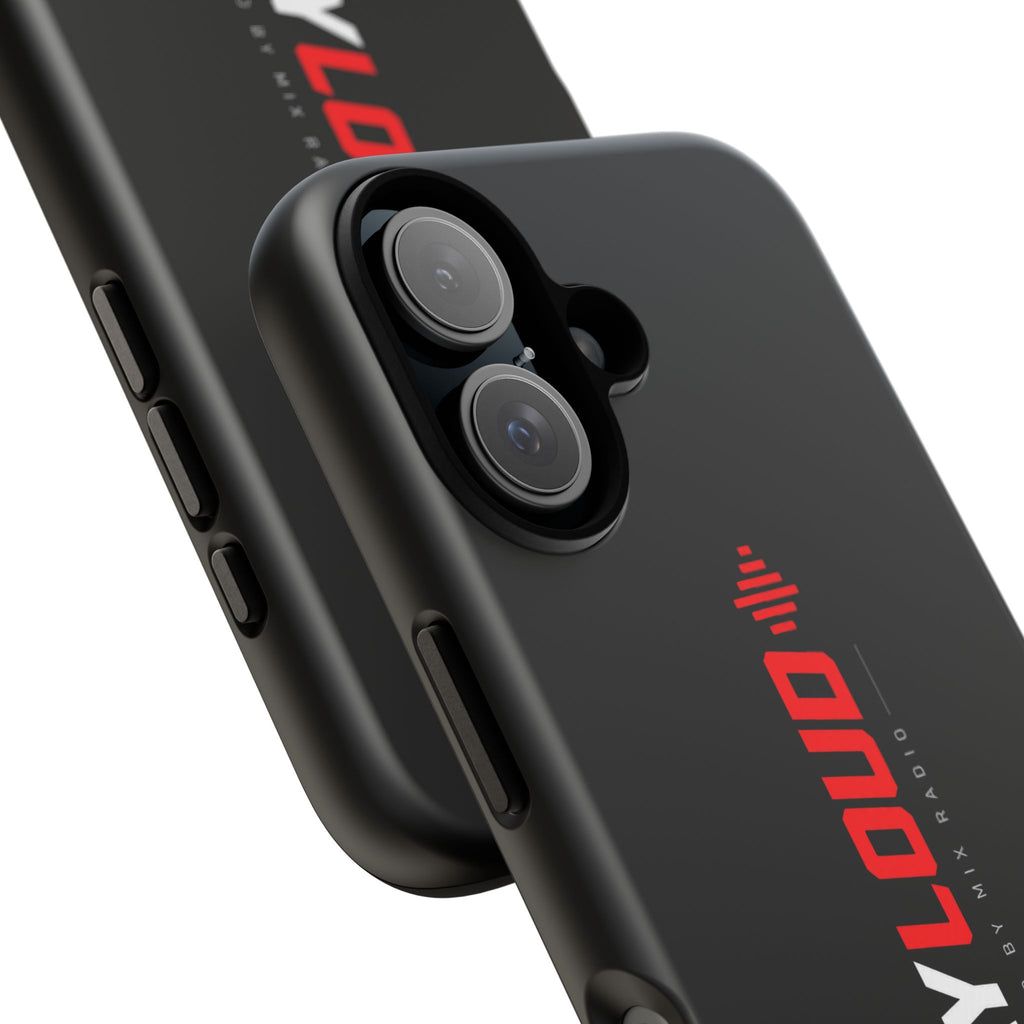 Play Loud Phone Case — Glossy Black Protective iPhone Cover with Audio Wave Graphic