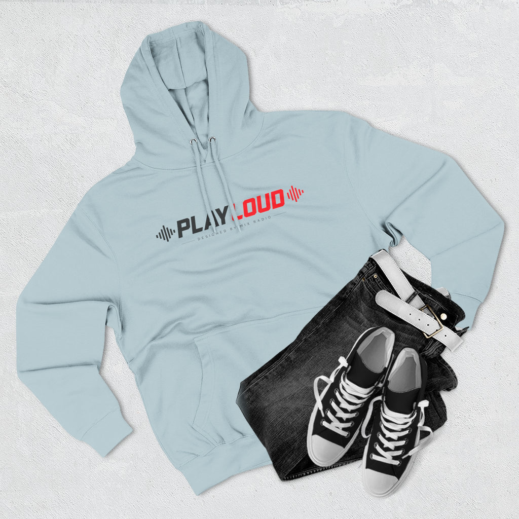 Play Loud Hoodie — Music Graphic Pullover with Soundwave Design